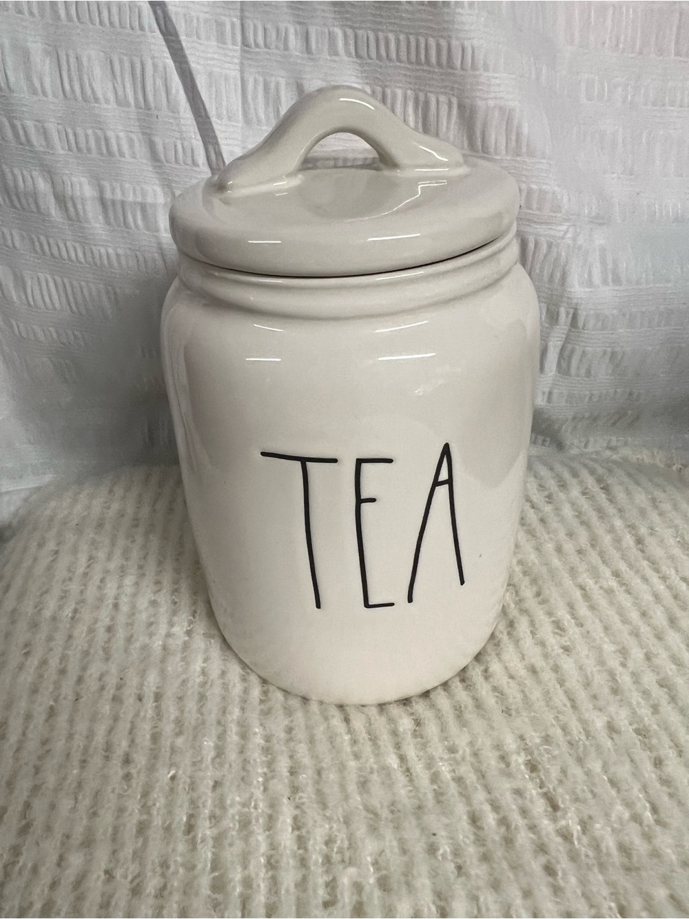 Rae Dunn Cream Ceramic Canister with Black Lettering - TEA
